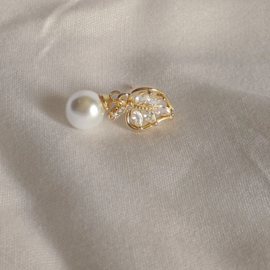Pearl & Crystal Leaf Drop Earrings