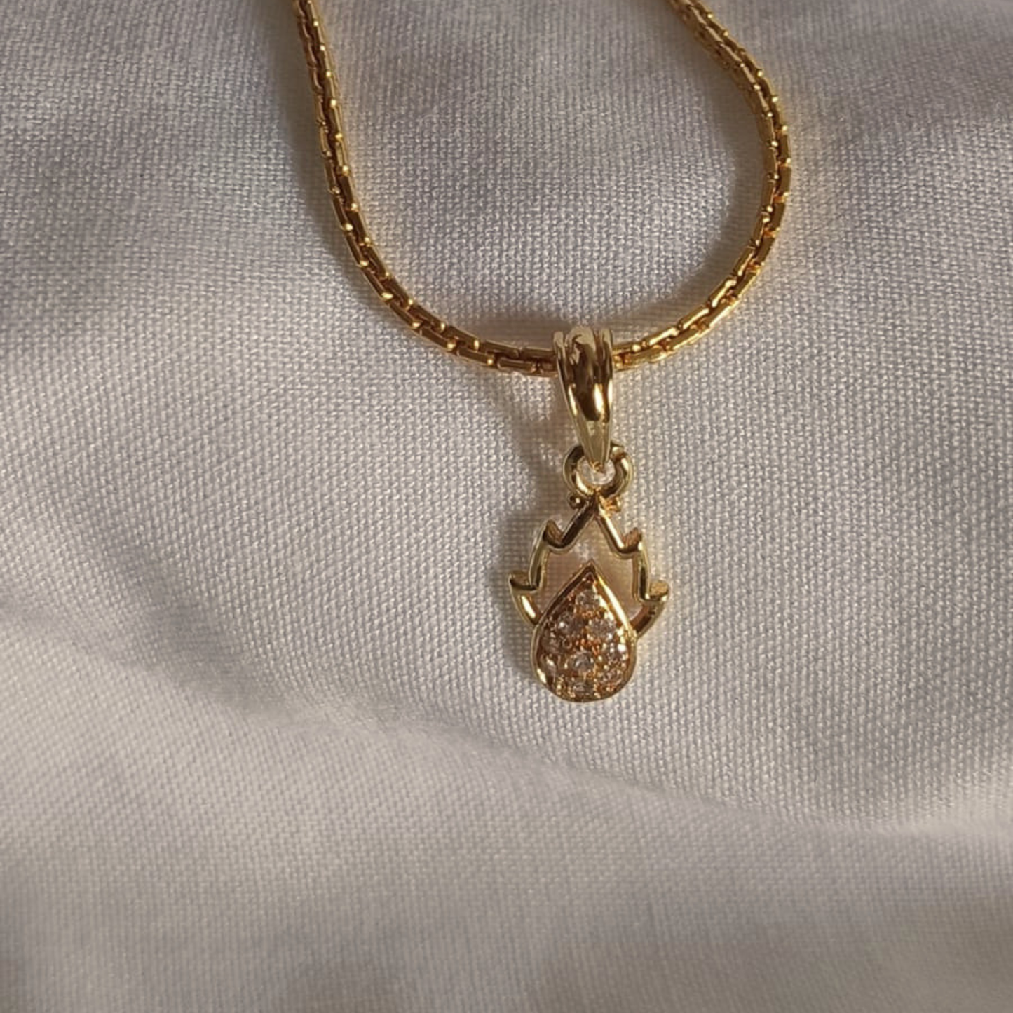 Lotus Flame AD Gold Pendant