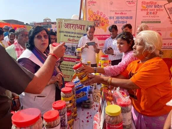 Aradhya products displayed during a community event