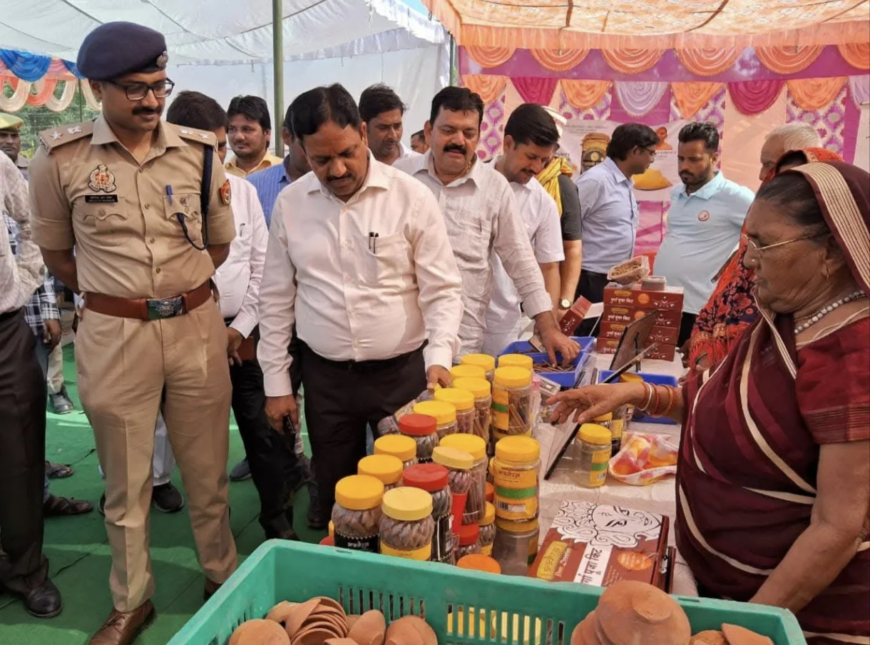 Aradhya products displayed at a community stall