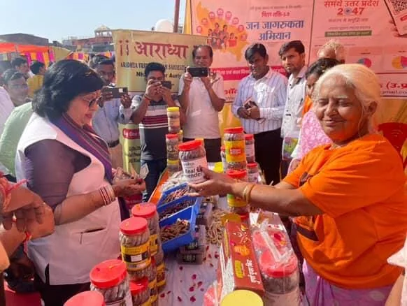 Aradhya product being presented to a visitor