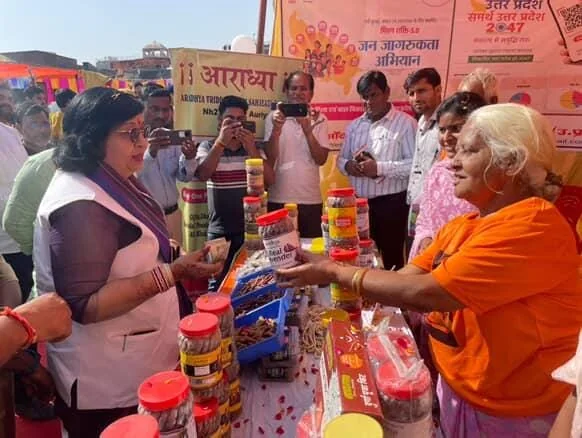 Aradhya stall with visitors and products