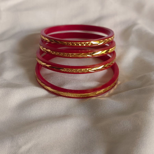 Red Lac Gold Band Bangle - 2.2 (5.8 cm diameter)
