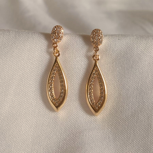 Gold Marquise AD Drop Earrings