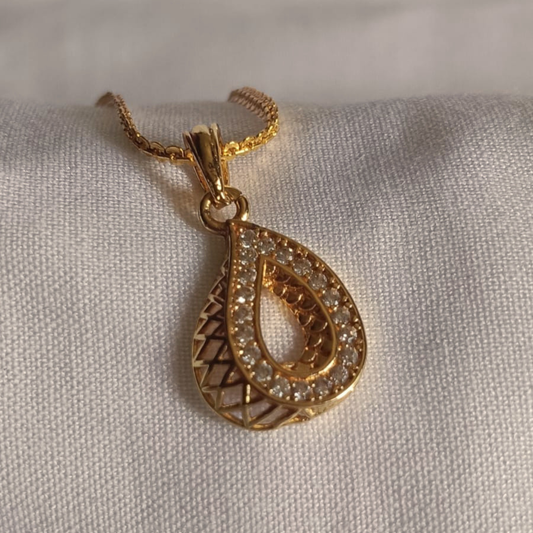 Gold Filigree Teardrop AD Pendant